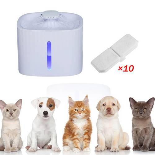 Pet Dog Cat Bowl Automatic Fountain With Filter Element Electric Water Feeder Dispenser Container With LED Water Level Display