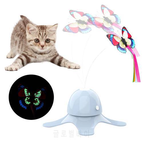 Automatic Funny Cat Toys Exercise Toy Electric Rotating Kitten Toys With Butterfly Boring Interactive Pet Toy