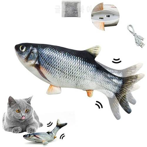 3D Floppy Fish Cat USB Charger Interactive Electric Toy Realistic Plush Simulation Wiggle Fish Catnip Indoor Chewing Playing