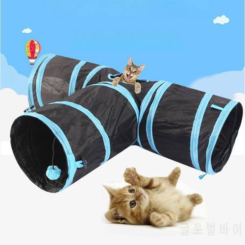 Cat Tunnel Toy Funny Pet 2-5 Holes Play Tubes Balls Collapsible Crinkle Kitten Toys Puppy Ferrets Rabbit Play Dog Tunnel Tubes