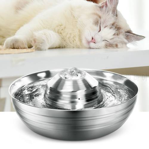 Cat Water Fountain Stainless Steel Pet Drinking Fountain for Cat Small Dog 2L Ultra-Quiet Automatic Filter Fountains Dog Drinker