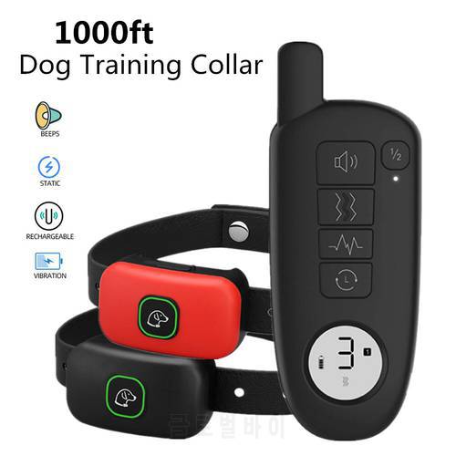 1000ft Waterproof Dog Training Collar Dog Trainer Rechargeable Dog Shock Collar Extra Wide Remote Range Electric Collar