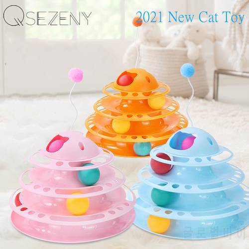 Cat Tower Toy Cat Tracking Toy Turntable Ball Toy for Cats Kitten Toy Tower Tracks Disc Training Amusement Plate Cat Accessories