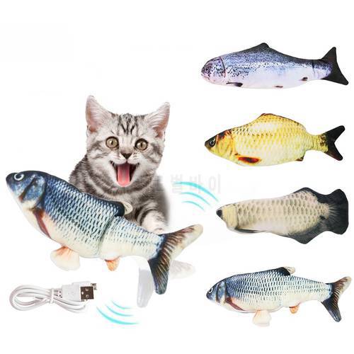 Electric Flopping Fish Moving Cat Kicker Fish Toy Realistic Floppy Fish Wiggle Fish Catnip Toys Plush Interactive Cat Toys