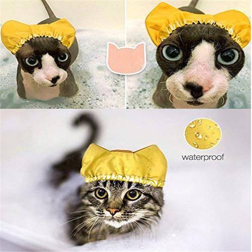 Pet Shower Cap for Ears- S/M Dog Shower Cap Pet Bath Cap with Adjustable Fixed Strap for Pets Cats Dogs Taking Shower