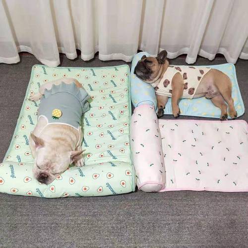 Dog Pet Ice Mat Summer And Autumn Cooling Heatstroke Prevention Mat Non-slip Ice Silk Mat Summer Kennel Litter Dog Supplies Bed