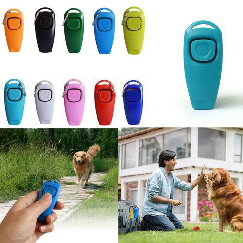 2 In 1 Cute Shape Dog Whistle Clicker Pet Dog Trainer Aid Guide with Key Ring Dog Training Whistle Dog Products Pet Supplies