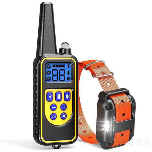800m Pet Remote Control Electric Dog Training Collar Waterproof Rechargeable LCD Display for All Size Shock Vibration Mode