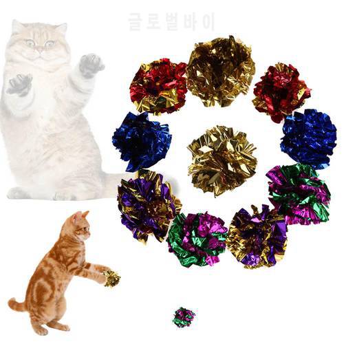 6/12/24pcs Cat Toy Mylar Balls Colorful Ring Paper Shiny Interactive Sound Ball Crinkly Balls for Cats Sound Toys Pet Play Balls