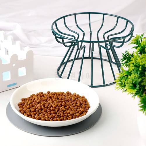 3Pcs/Set Raised Cat Dish Ceramic Neck Protective Dog Bowl Pet Cats Food Bowl With Stand Mat Pet Cat Bowls Pet Products Supplies