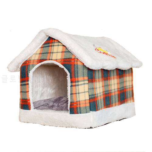 Foldable Dog House Winter Warm Chihuahua Cave Nest Basket for Small Medium Dogs Christmas Snow Cat House Kennel Puppy Bed Mat