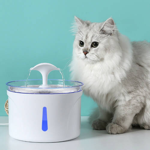 Cat Drinking Water Fountain 2.5L Automatic Water Dispenser with Water Level Window Smart LED Light Auto Shut Off for Cats Dogs