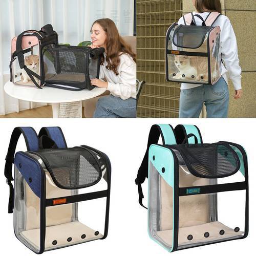 Pet Backpack Carrying Bag Transparent Mesh Breathable Backpack for Cats and Dogs Carrying A Backpack Pet Sac De Transport Chat