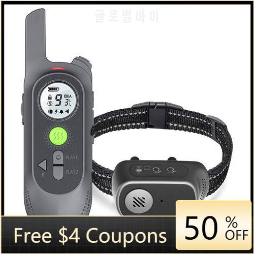 Dog Training Collar with Remote Voice Commands Shock Collar for Dogs Large Breed Vibration Waterproof Electric Dog Shock Collar