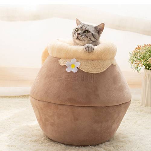 Winter Warm Cat Bed Plush Soft Portable Foldable Cute Cat House Cave Sleeping Bag Cushion Thickened Pet Bed Kittens Products