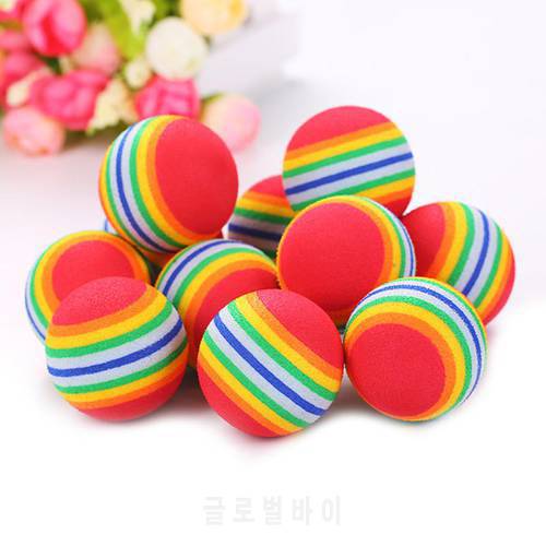 10PCS Cat Toy Rainbow Ball Interactive Pet Colorful Ball Products Kitten Play Chewing Rattle Scratch Ball Training Pet Supplies
