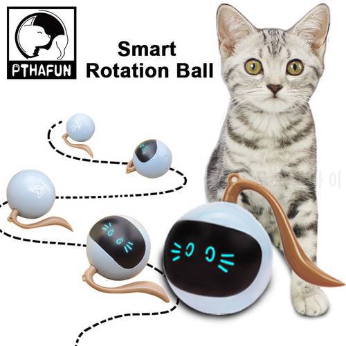 Pet Cat Smart Rotation Ball Toy Cat Interactive Magic Spin Ball Toy Automatically Avoid Obstacles Rechargeable Kitten Ball Toy