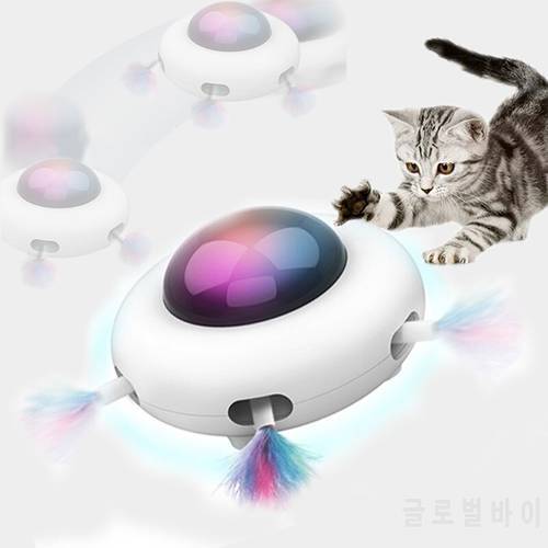 Automatic Feather Teaser Cat Toys Interactive Activity Electric Crazy Toys For Kittens Cat Intelligent USB Rechargeable LED