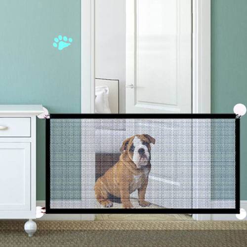 Pet Dog Gate Ingenious Mesh Foldable Dog Fence For Indoor and Outdoor Safe Pet Dog gate Barrier Fences Pet Supplies Strong Hook