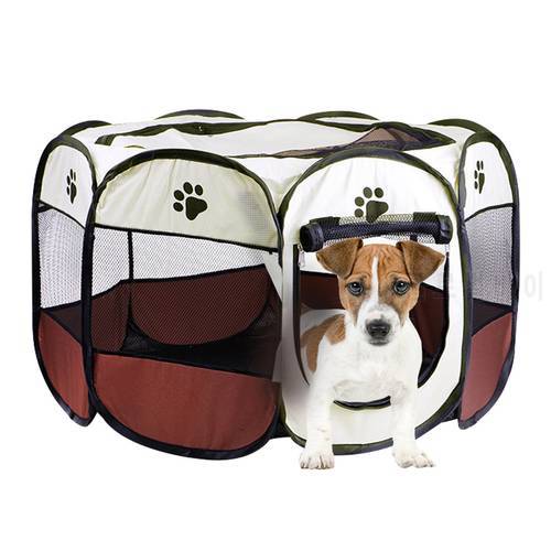 Portable Folding Pet Tent Dog House Octagonal Cage For Cat Tent Playpen Puppy Kennel Easy Operation Fence Outdoor Big Dogs House