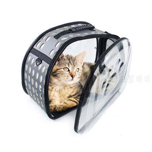 Pet Cat Carrier Backpack Fashion Cat Hangbag Foldable Breathable Pet Travel Carry Bag Small Dog Carrier Backpack Transparent Bag