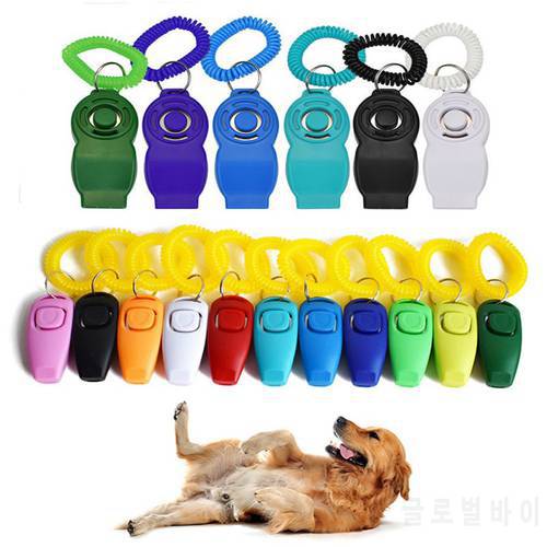Pet Dog Cat Training Clicker Plastic Dogs Click Trainer Adjustable Sound Key Chain And Wrist Strap Remote Whistle Clicker Supply