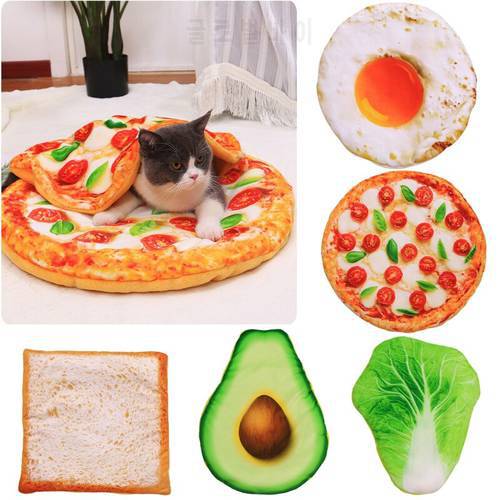 Pet Cat Dog Bed Mat and Blanket Set Creative Egg/Pizza/Cabbage/Avocado/Bread Shape Kitten Winter Warm Cushion Pet Supplies C42