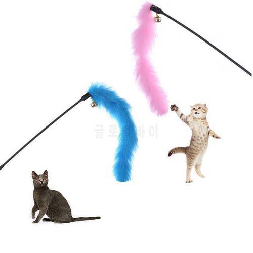 Cat Toy Cat Stick Feather Black Coloured Pole Like Birds With Small Bell Natural Cat Scratcher Stuffed Toys Cat Accessories