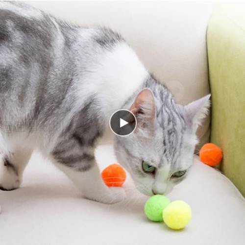 10/20/30 Pcs Cat Toys Chew Ball Colorful Stretch Plush Entertainment Funny Cat Toy Tool Pom Pet Puppy Pet Interactive Products