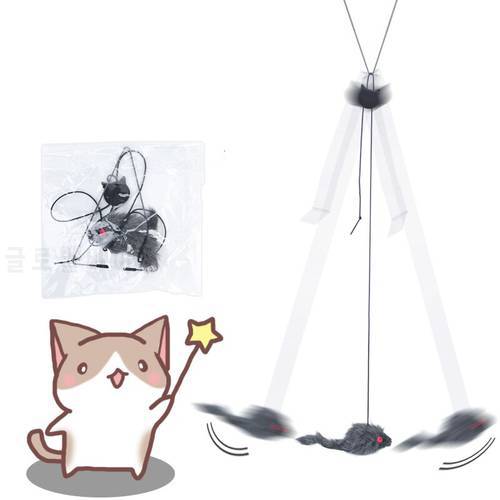 1PC Cat Toys Self-excited Hanging Door Retractable Funny Cat Scratch Rope Mouse Interactive Toy Cat Stick Pet Cat Supplies