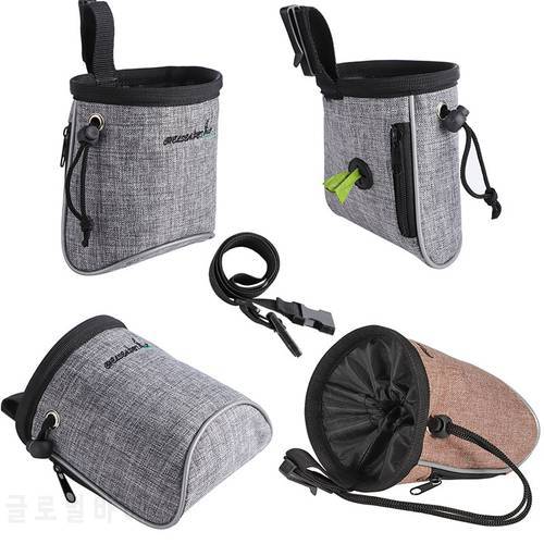 Dog Treat Pouch Reflective Drawstring Carries Pet Toys Food Poop Bag Pouch Pet Hands Free Training Waist Bag Feed Pocket