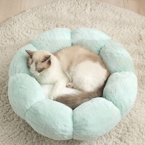 Cute Flower Shape Pet Bed House Fluffy Soft Dog Kennel Absorbent Cat Cushion Warm Sofa Sleeping Mats Supplies