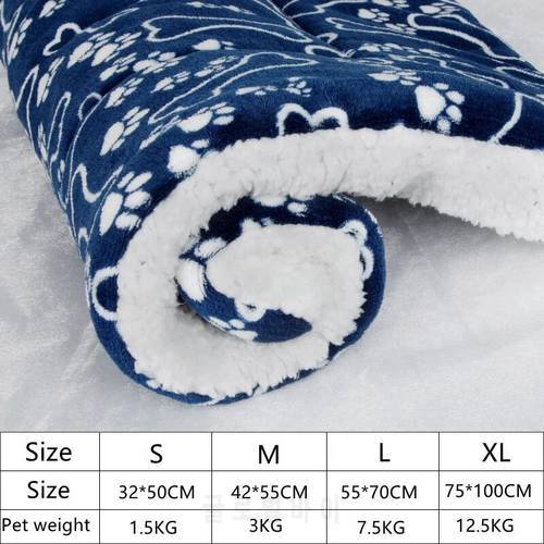 Winter Pet Dog Warm Soft Cushion Print Flannel Cotton Mattress Cats Dogs Mat Puppy Blanket Bed Pads Dog Pillow
