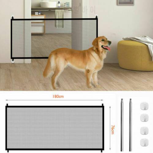 Dog Cat Enclosure Insulated Guard Portable Mesh Stair Safety Protection Net Pet Gate With Hook Foldable Fence Set Durable