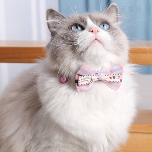 Pet Bow Tie Collar with Bell Dogs Cat Adjustable Necktie Bowknot Decor Bowtie Holiday Wedding Life Decoration Accessories