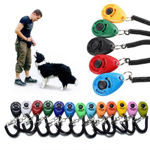 Pet Products Pet Cat Dog Training Clicker Plastic New Dogs Click Trainer Aid Adjustable Wrist Strap Sound Key Chain Dog Repeller