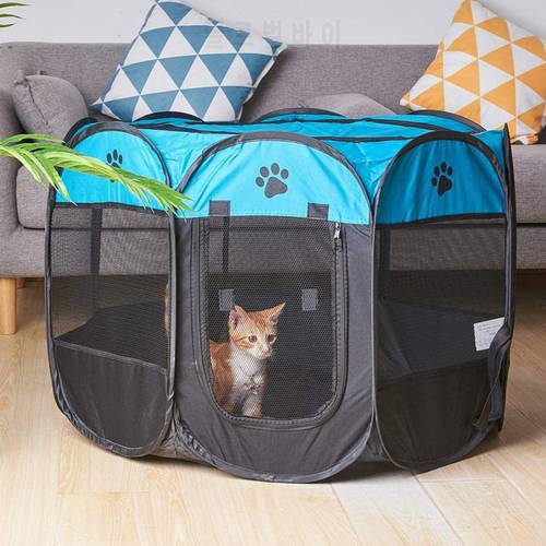 Pet Cage Portable Pet Tent Folding Dog House Octagonal Cage Cat Tent Playpen Easy Operation Puppy Kennel Fence Large Dogs House