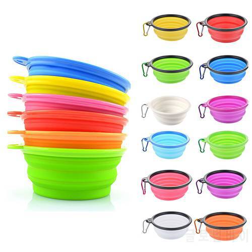 Dog Travel Silicone Bowl Large Collapsible Pet Folding Bowl Outdoor Travel Portable Puppy Food Container Feeder Dish Bowl 450ml