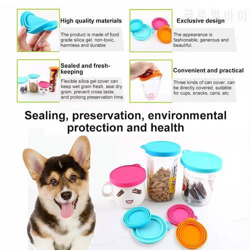 Portable Silicone Dog Cat Canned Lid Pet Food Cover Storage Fresh-keeping Lids Reusable Pet Daily Supplies