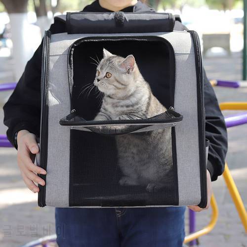 Pet Carrier Backpack for Cat Dog Rabbit Mesh Breathable with Transparent Window Hiking Biking Camping Travel and Outdoor Use