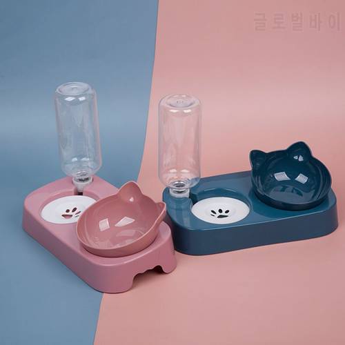 PET Cat Dog Neck Anti-Overturned Automatic Water Drinking Fountain Green Double Pet Bowls Cat Dog Automatic Feeder