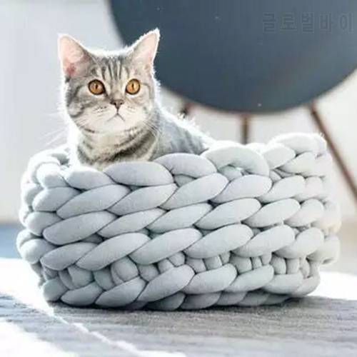 Pet Kennel Pet Dog Cat Hand-woven Bed Handmade Knit Nest House Puppy Kitten Cave Basket Sleeping Bag Dogs Kennel Supplies