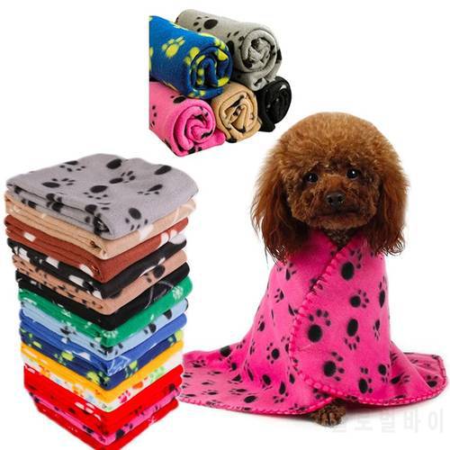 Pet Soft Warm Blanket Dog Cat Cute Floral Paw Beds Puppy Double-sided Mat for Couch Car Backseat