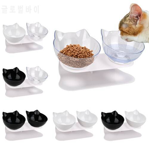 Non-slip Durable Double Bowls Pet Food Water Feeder With Raised Stand Cat Dog Food Bowl Protection Cervical Pet Product
