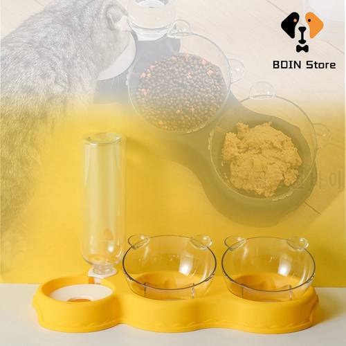 Cat Double Food Bowl Moisture-proof Mouth Three-purpose Automatic Feeder Anti-overturning Pet Dog Bowl Cat bowl Snack Bowl