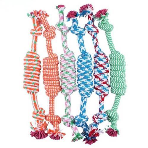 1 pcs Pets dogs pet supplies Pet Dog Puppy Cotton Chew Knot Toy Durable Braided Bone Rope 27CM Funny Tool (Random Color )