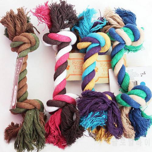 Pet Dog Teeth Clean Puppy Cotton Chew Rope Knot Pet Supplie Durable Braided Bone Rope Dog Toy Funny Tool 17cm (Random) and 18 cm