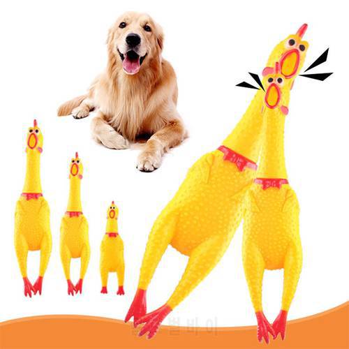Fashion Pets Dog Squeak Toys Screaming Chicken Squeeze Sound Toy For Dogs Super Durable Funny Yellow Rubber Chicken Dog Chew Toy