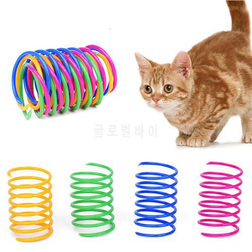 12 pcs/lot Cat Spring Toy Colorful Plastic Spring Training Toy For Interacting With Pet Cats