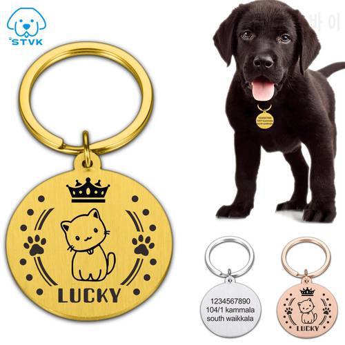 Personalized Cats Dogs ID Tags Flower Wreath Custom for Small and Large Pet Collar Accessories Name Charm Engraved Double Sided